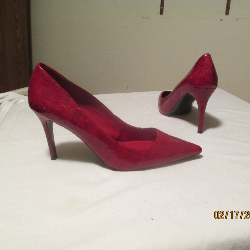 Ralph lauren red cork pumps size 8b